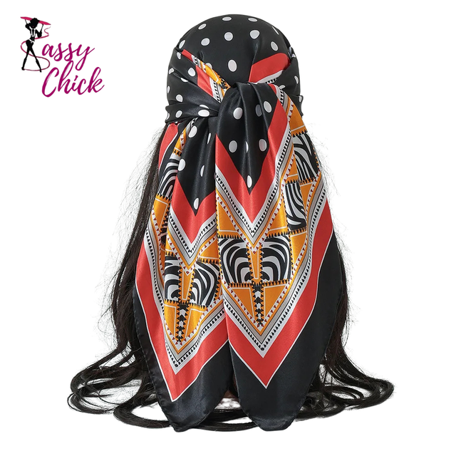 Women Silk dot design Scarf Sassy Chick Logo