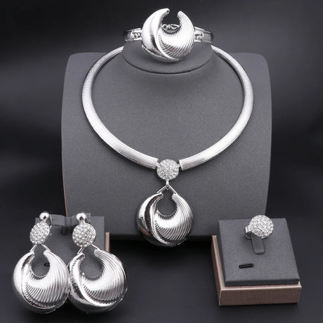 Women Silver Plated Luxury Jewelry Set Silver