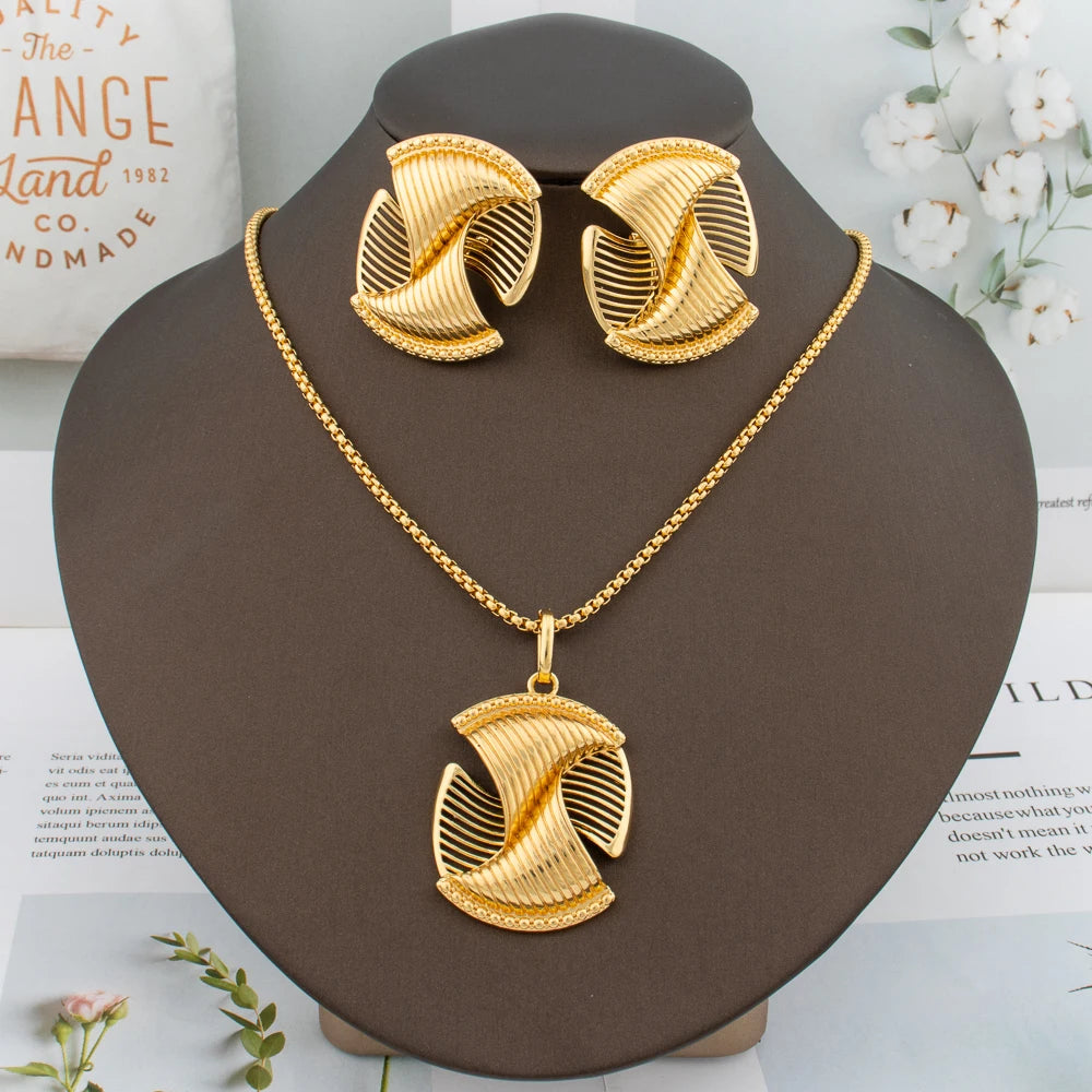 Women Spiral Clip Gold Plated Jewelry Set