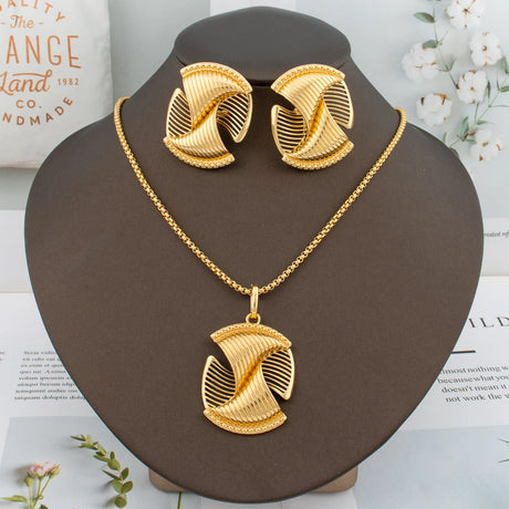Women Spiral Clip Gold Plated Jewelry Set