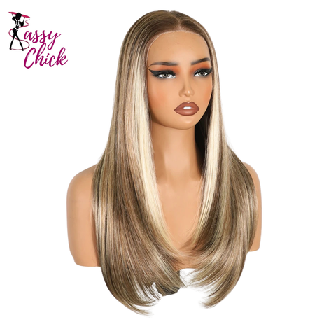 Women Straight 9x6 Pre Plucked Layered Synthetic Lace Front Wigs Sassy Chick Logo