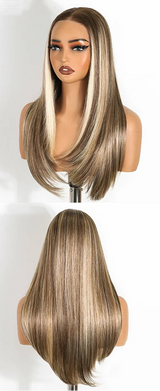 Ash Gray Women Straight 9x6 Pre Plucked Layered Synthetic Lace Front Wigs