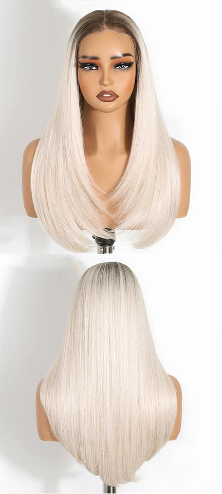 White Women Straight 9x6 Pre Plucked Layered Synthetic Lace Front Wigs