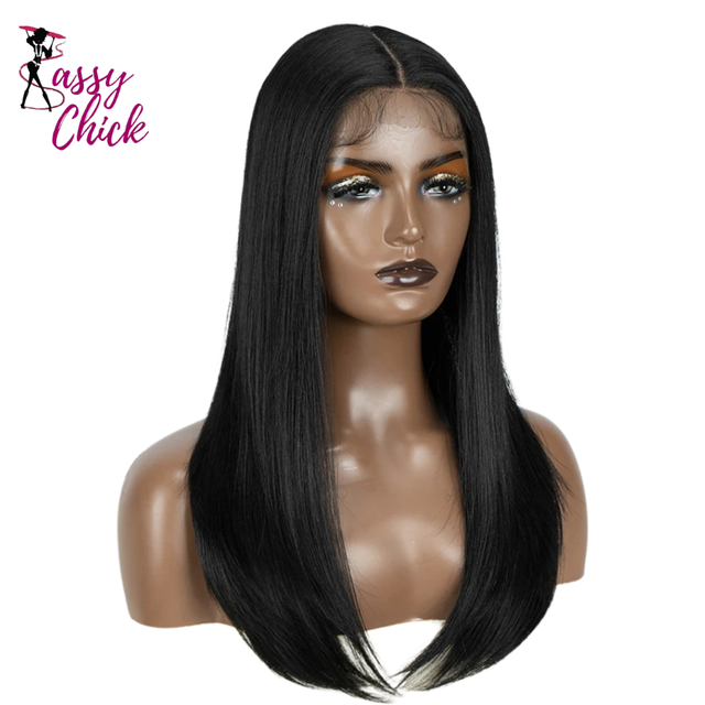 Women Straight Bob  Easy Wear Synthetic Lace Front Wigs Sassy Chick Logo