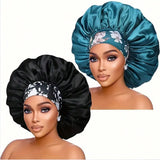 Collection of Women's Satin Elastic Wide Band Sleep Cap