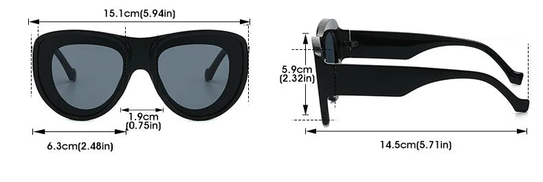 Size of Women's Thick Oversized Cat Eye Sunglasses
