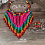 Size of Wooden Beaded Bib African Jewelry Set