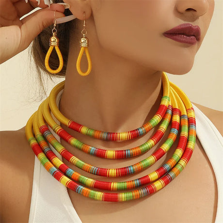 Model using Woven Choker Jewelry Set