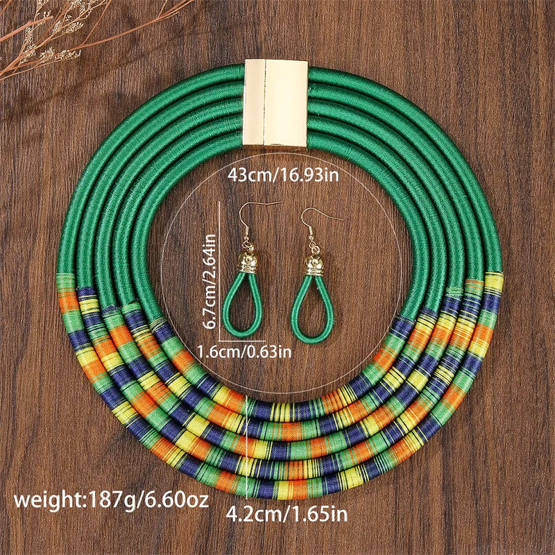 Green size Woven Choker Jewelry Set