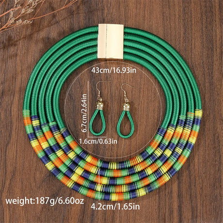 Green size Woven Choker Jewelry Set