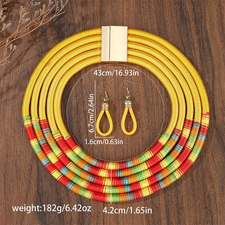 Yellow size Woven Choker Jewelry Set
