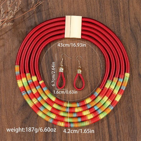 Red size Woven Choker Jewelry Set