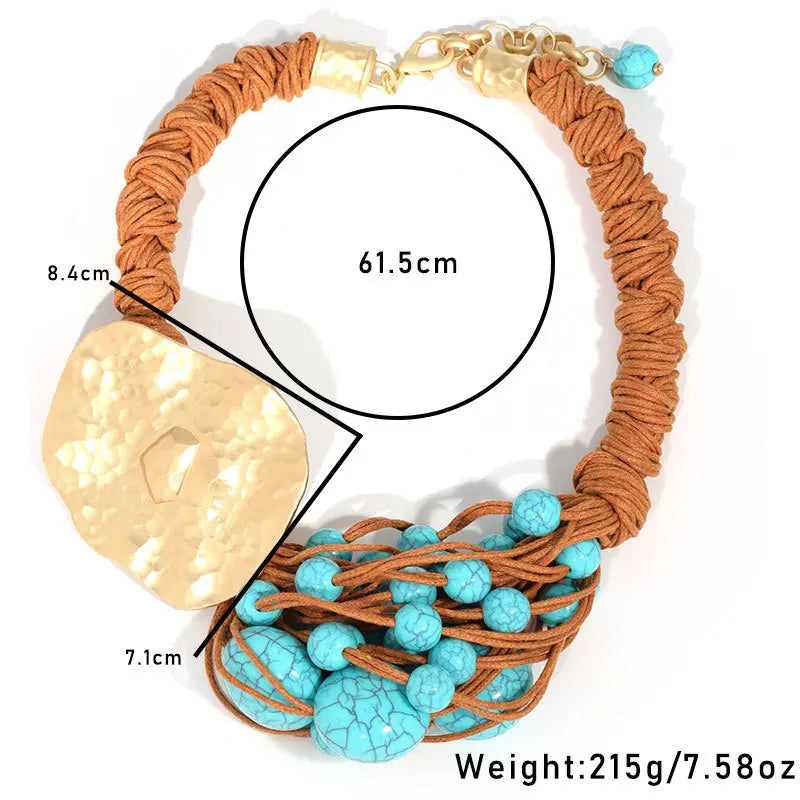 Size of Woven Rope Chain Turquoise Necklace