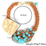 Size of Woven Rope Chain Turquoise Necklace