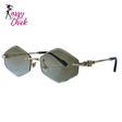 Y2K Punk Rimless Hexagon Sunglasses Sassy Chick Logo