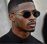 Model Using Y2K Punk Rimless Hexagon Sunglasses