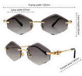 Dimension of Y2K Punk Rimless Hexagon Sunglasses