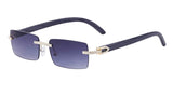 Y2K Punk Wood Grain Frameless Diamond Rectangle Sunglasses