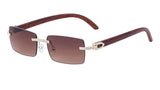 Y2K Punk Wood Grain Frameless Diamond Rectangle Sunglasses