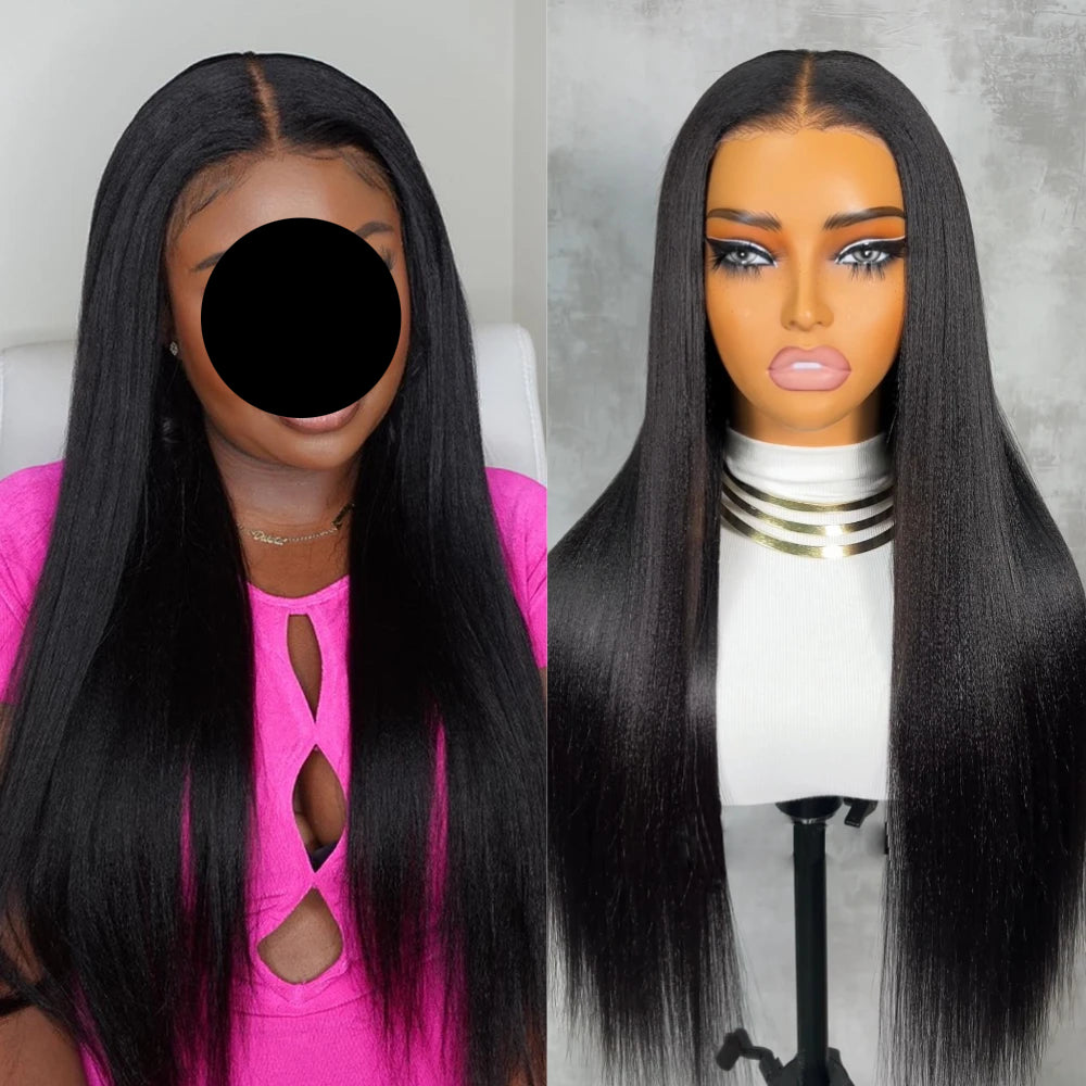 Yaki Straight 7x5 Lace Closure Glueless Wig Black