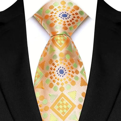 Yellow 8cm Width Paisley Dots Necktie Tuxedo Cravat
