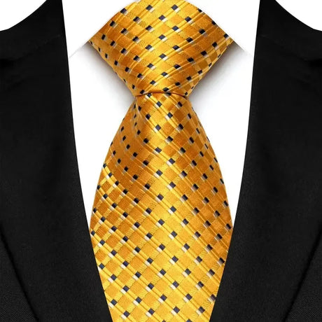 Yellow 8cm Width Paisley Dots Necktie Tuxedo Cravat