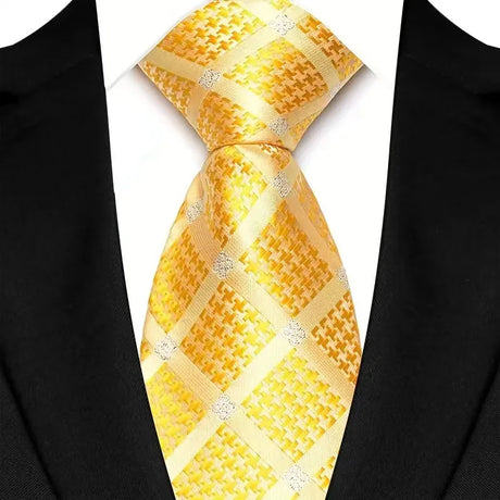 Yellow 8cm Width Paisley Dots Necktie Tuxedo Cravat