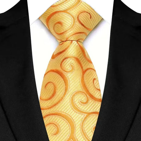 Yellow 8cm Width Paisley Dots Necktie Tuxedo Cravat