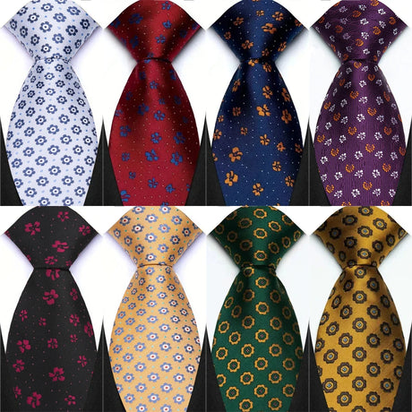 Collection of Yellow Blue Green Polka Dot Flower 8cm Classic Business Necktie