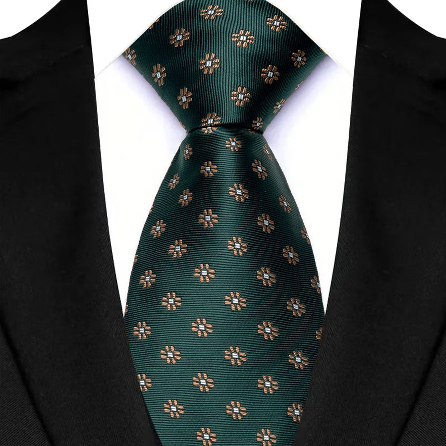 Yellow Blue Green Polka Dot Flower 8cm Classic Business Necktie