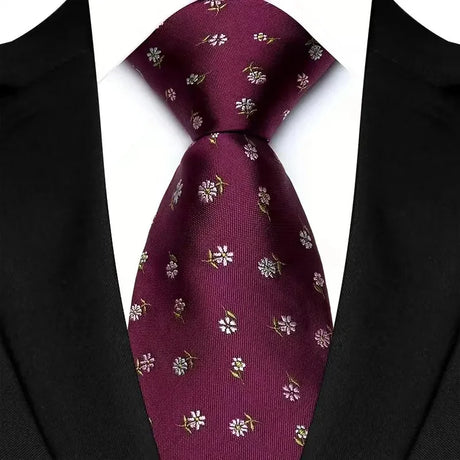 Maroon Yellow Blue Green Polka Dot Flower 8cm Classic Business Necktie