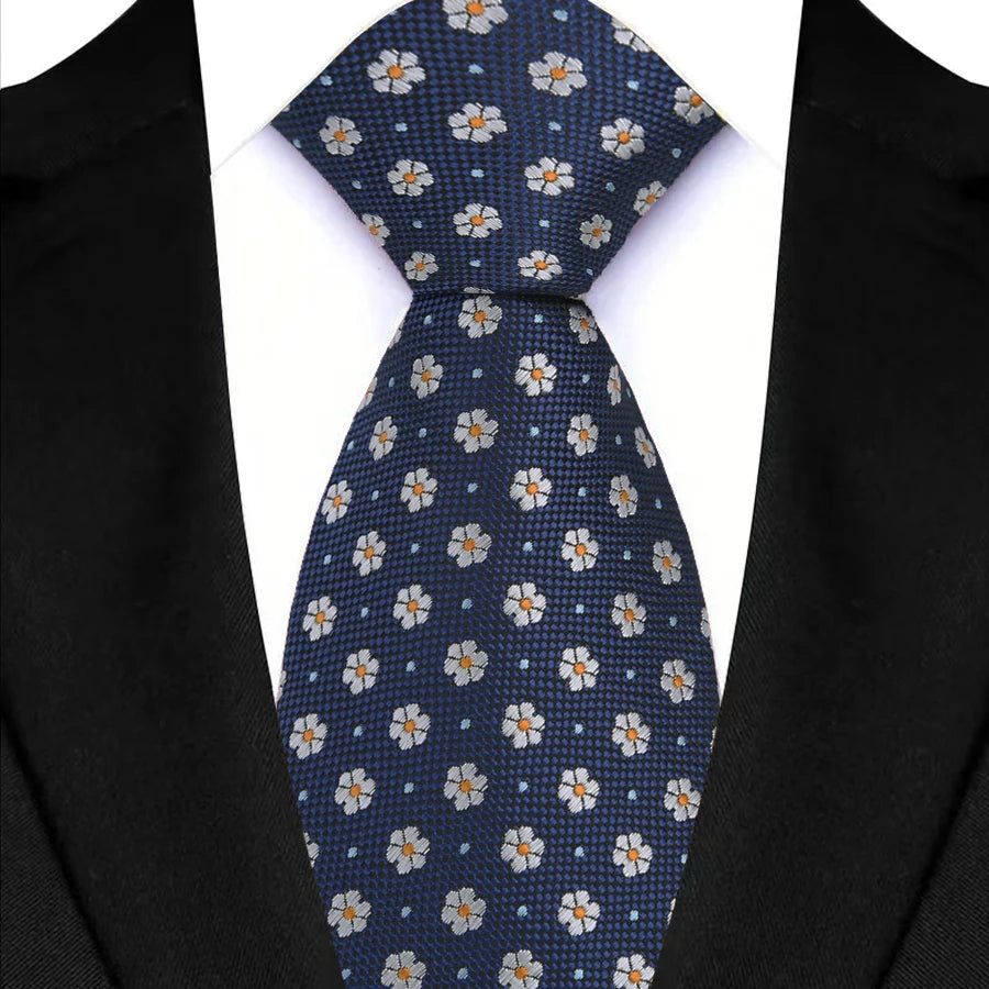 Yellow Blue Green Polka Dot Flower 8cm Classic Business Necktie