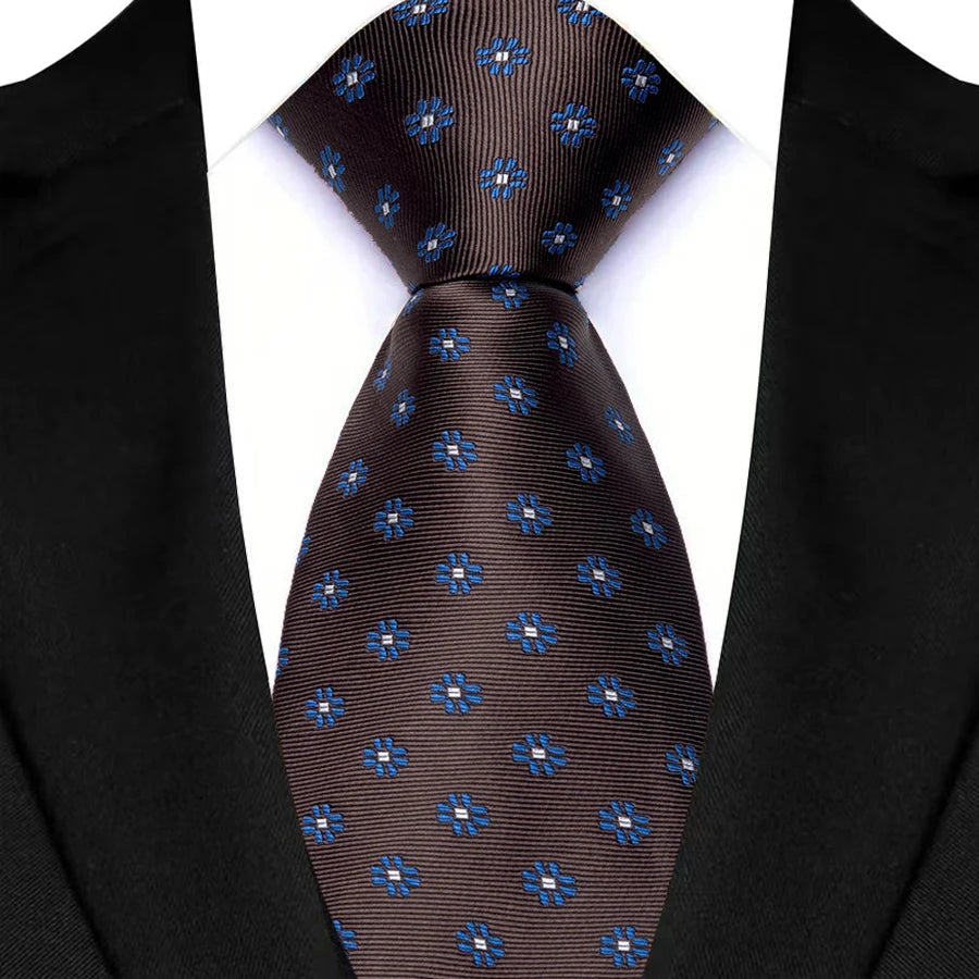 Yellow Blue Green Polka Dot Flower 8cm Classic Business Necktie