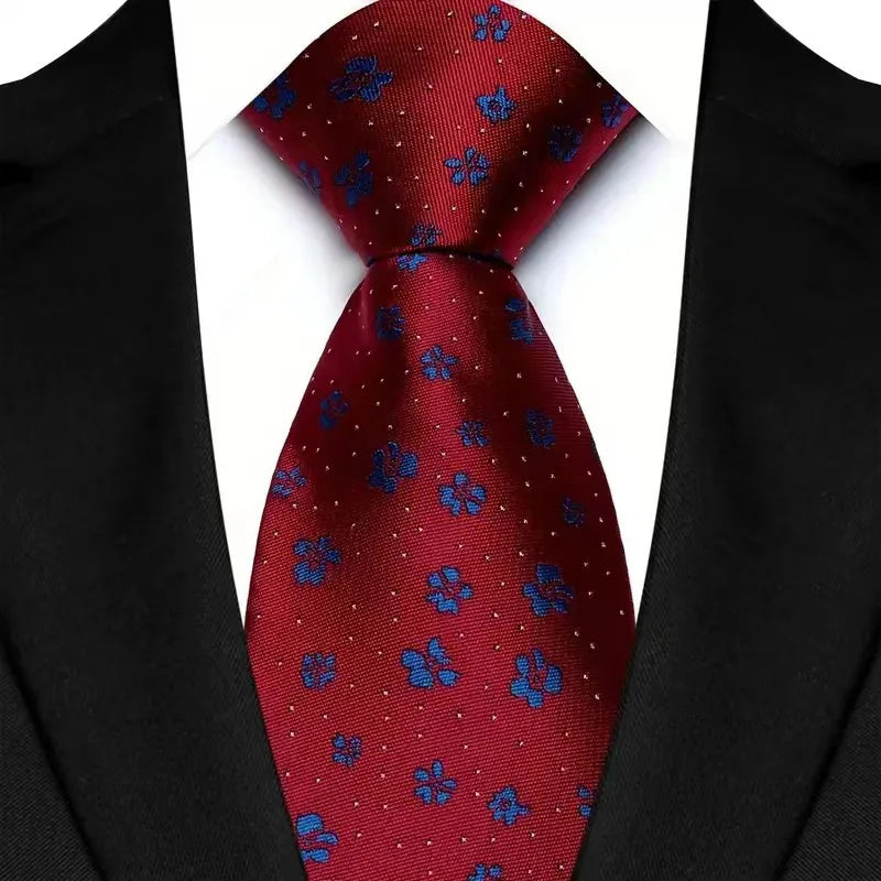 Yellow Blue Green Polka Dot Flower 8cm Classic Business Necktie