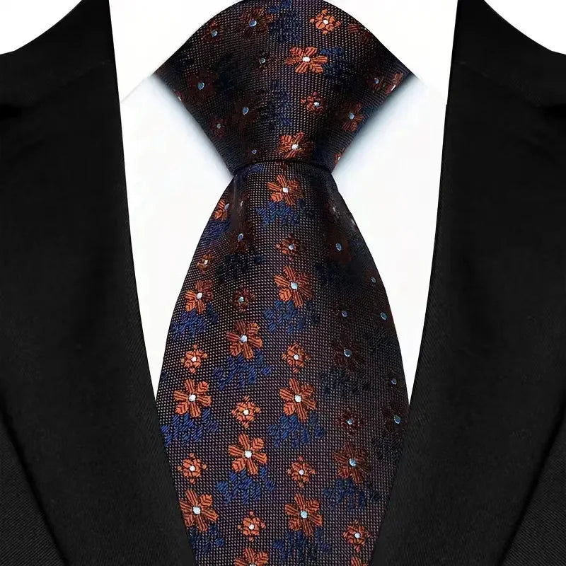 Yellow Blue Green Polka Dot Flower 8cm Classic Business Necktie