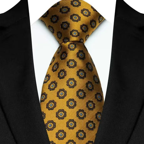 Gold Yellow Blue Green Polka Dot Flower 8cm Classic Business Necktie