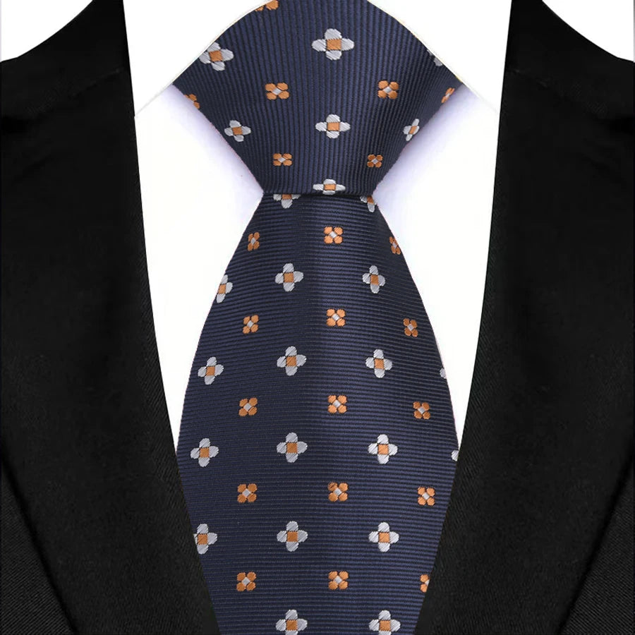 Yellow Blue Green Polka Dot Flower 8cm Classic Business Necktie