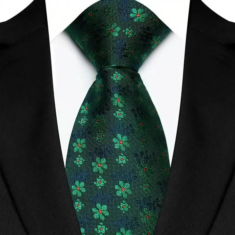Yellow Blue Green Polka Dot Flower 8cm Classic Business Necktie
