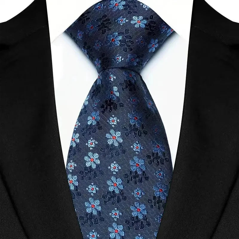 Yellow Blue Green Polka Dot Flower 8cm Classic Business Necktie