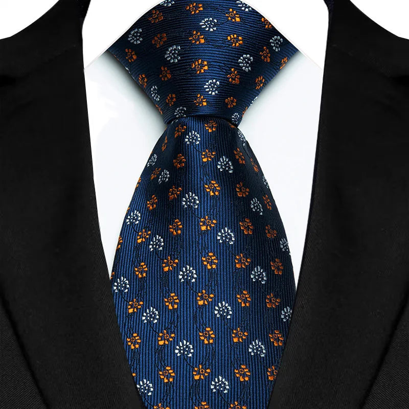 Yellow Blue Green Polka Dot Flower 8cm Classic Business Necktie