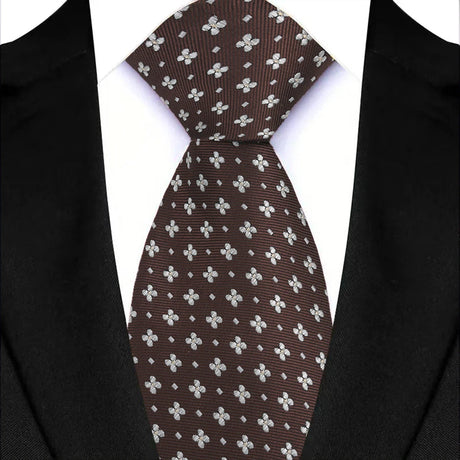 Brown Yellow Blue Green Polka Dot Flower 8cm Classic Business Necktie