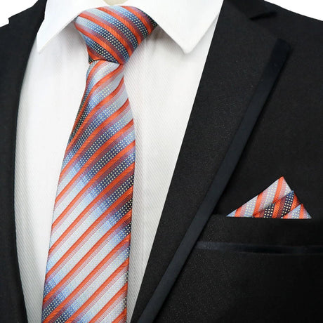 Yellow Color Plaids Stripes Jacquard Handkerchief Necktie