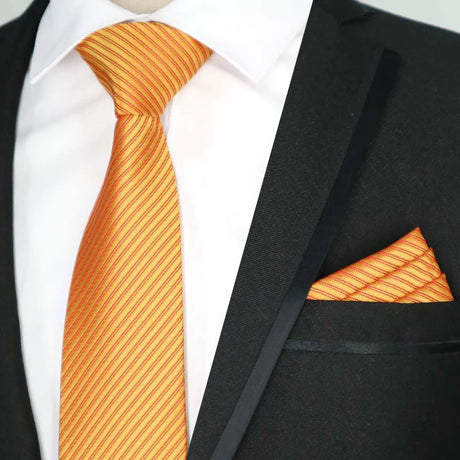 Yellow Color Plaids Stripes Jacquard Handkerchief Necktie