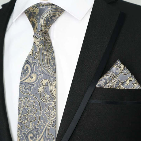 Yellow Color Plaids Stripes Jacquard Handkerchief Necktie