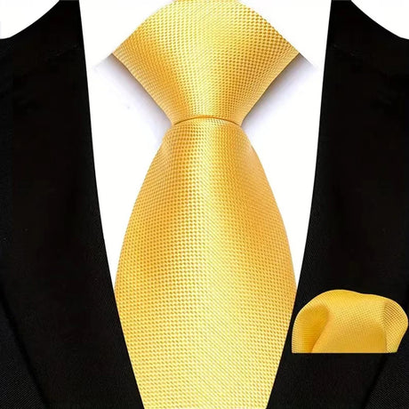 Yellow Paisley Solid Stripes High Quality Necktie