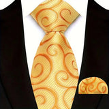 Yellow Paisley Solid Stripes High Quality Necktie
