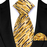 Yellow Paisley Solid Stripes High Quality Necktie