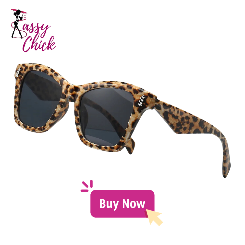 Zebra Print Oversized Square Sunglasses Sassy Chick Logo