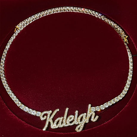 Gold Zircon Customized Name Necklace