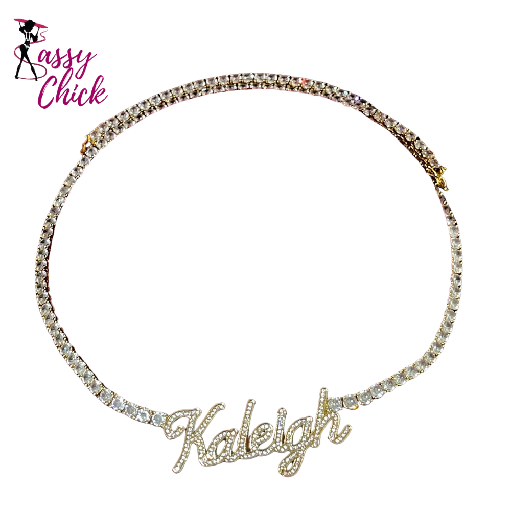 Zircon Customized Name Necklace Sassy Chick Logo